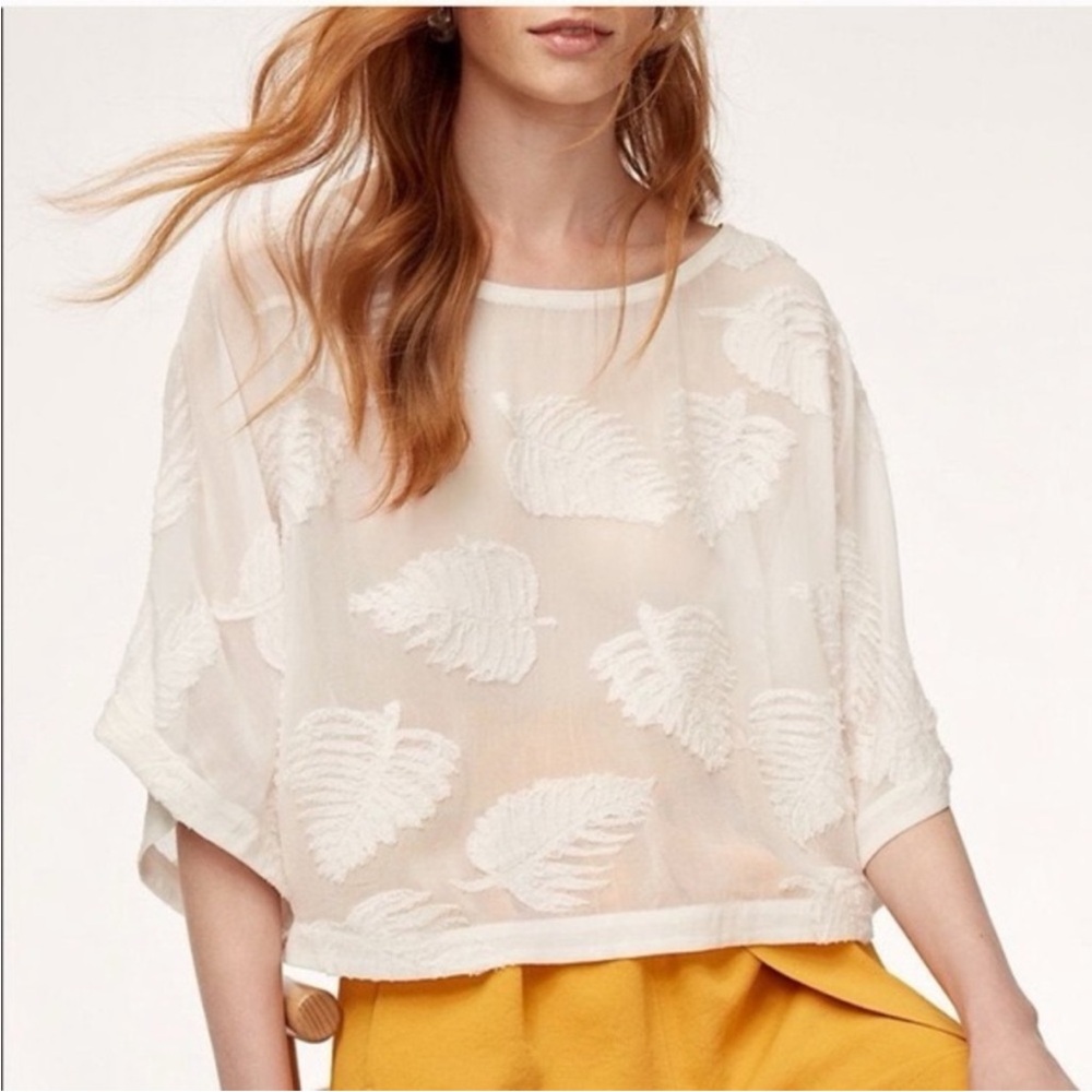Wilfred sz XS Blayze White Sheer Embroidered Top